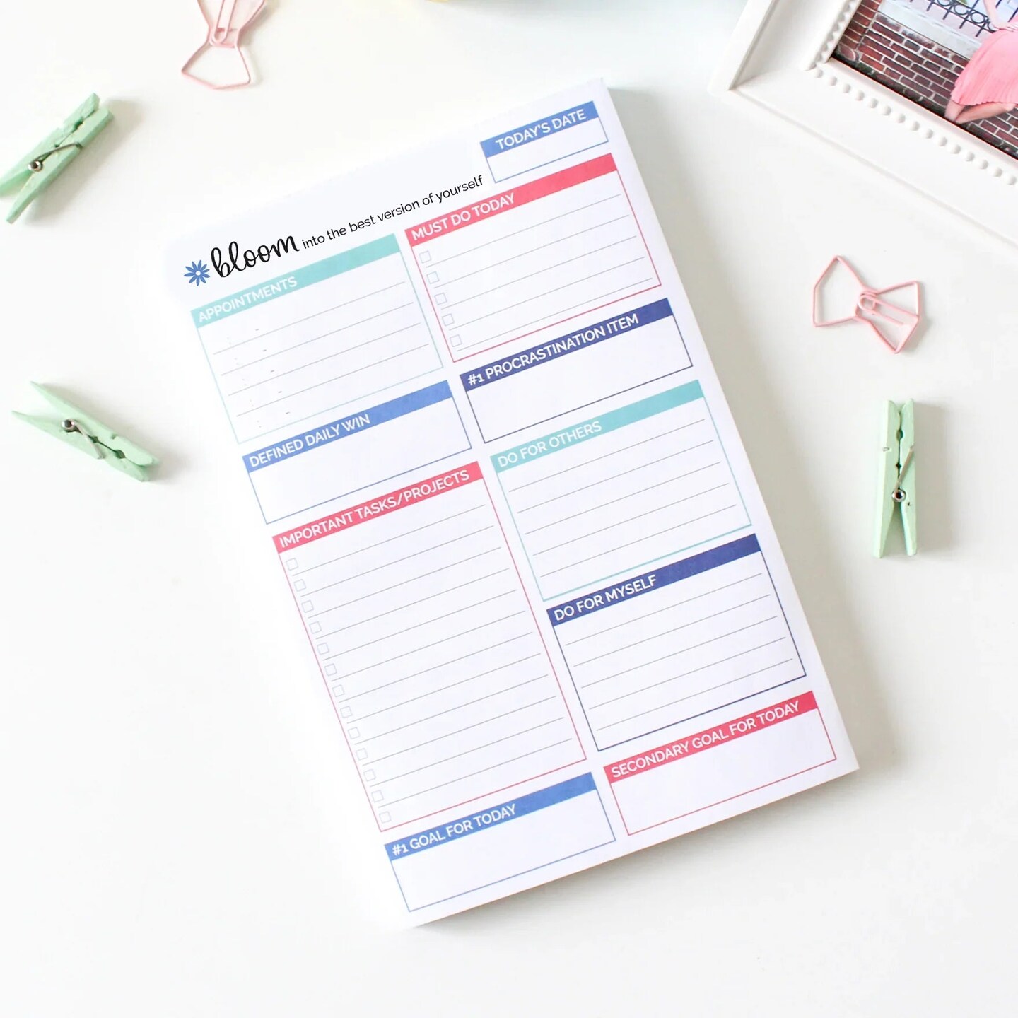 bloom daily planners Planning Pad, 6" x 9", Double Sided Planning Pad, Teal