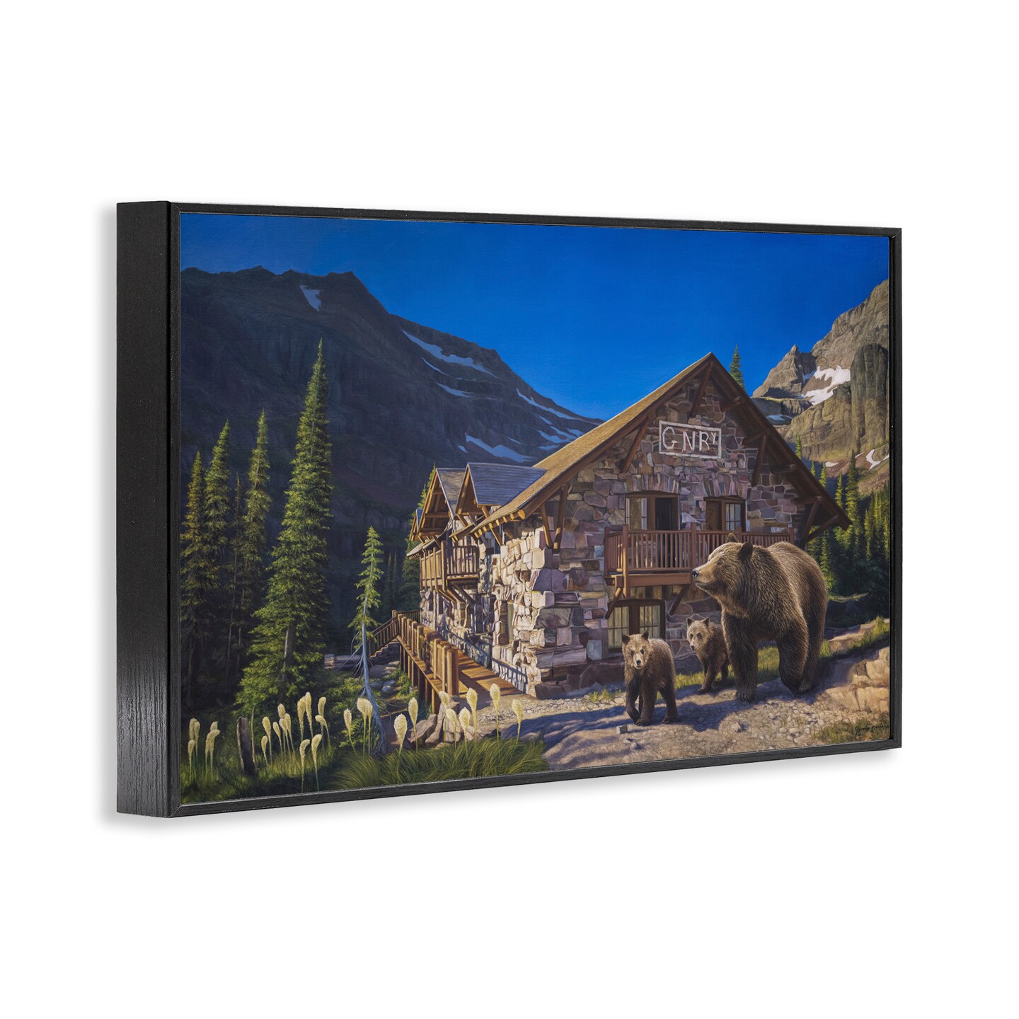 Stupell Industries Forest Cabin & Bears Framed Giclee, design by James Corwin