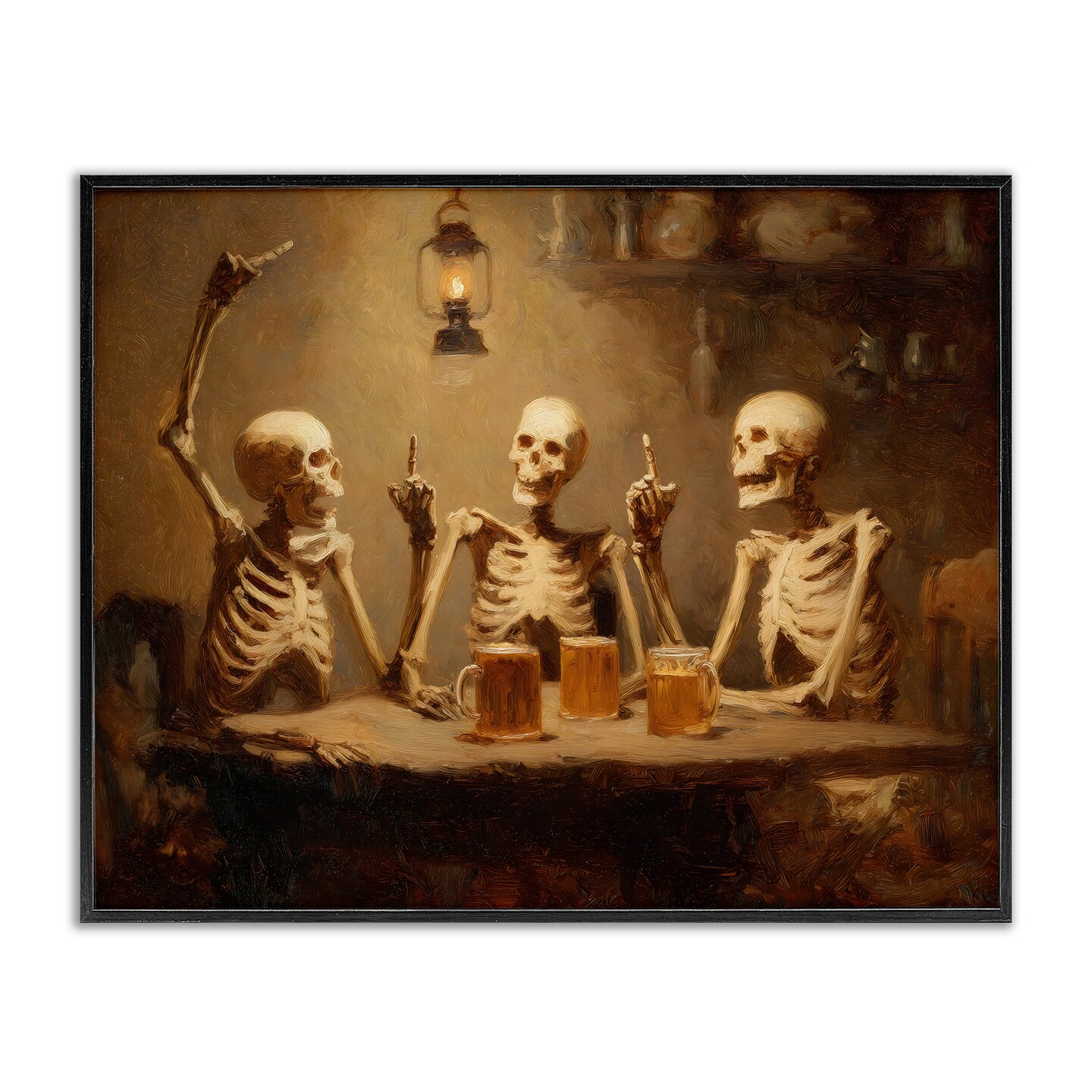 Stupell Industries Skeletons Drinking at Tavern Framed Giclee, design by Arlington Prints