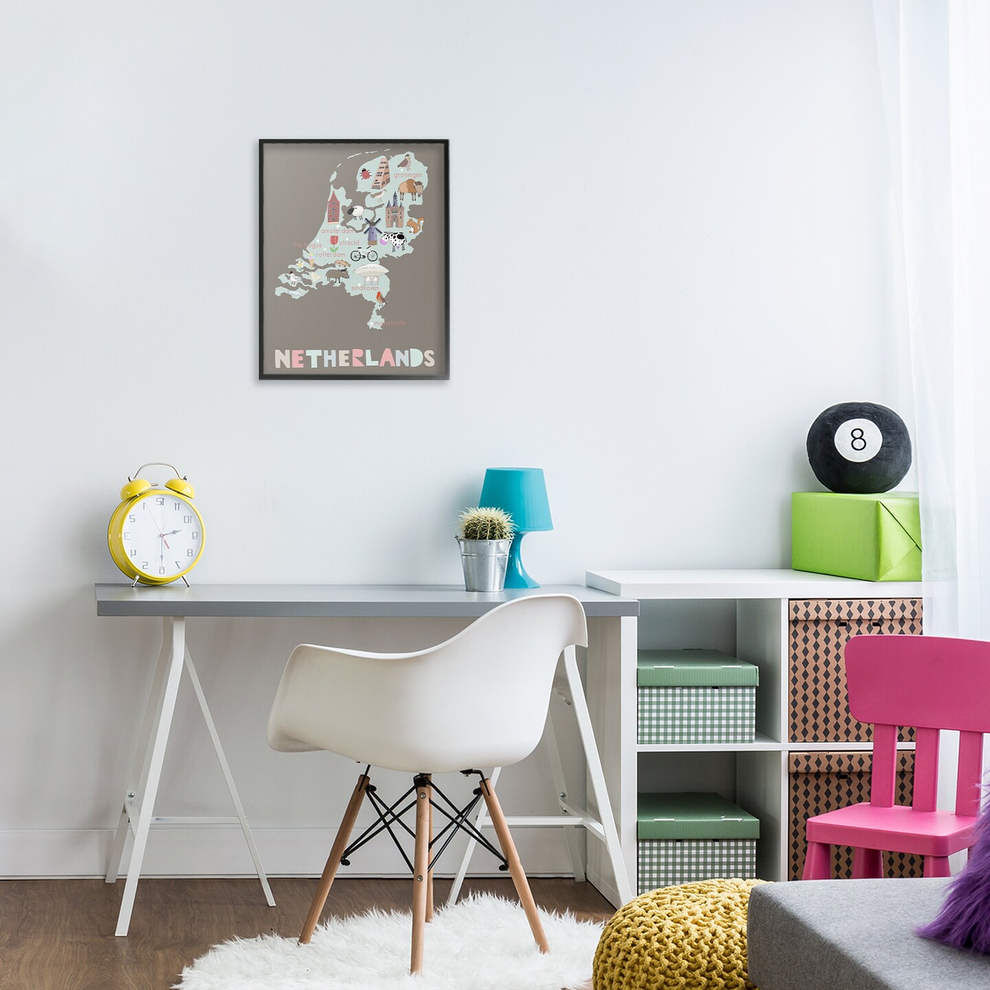 Stupell Industries Kid's Map of Netherlands Framed Giclee, design by Carla Daly