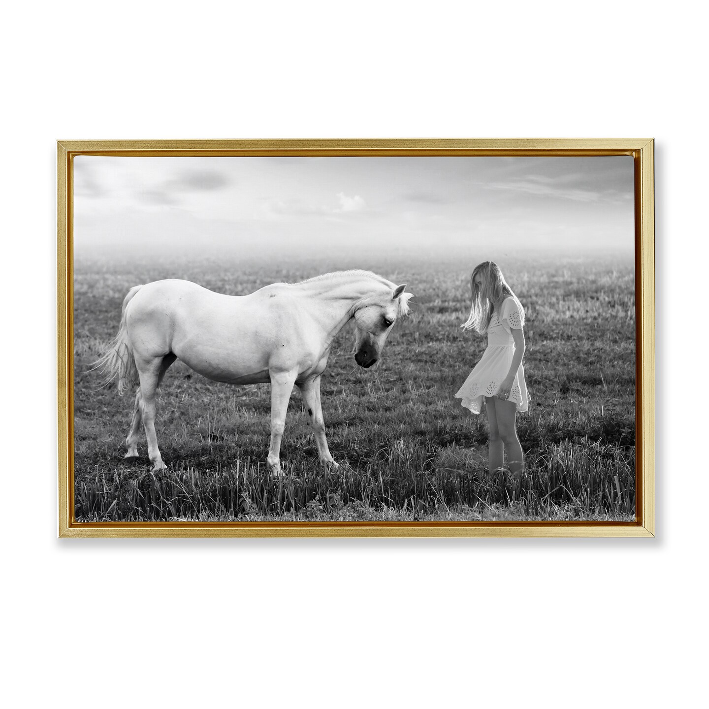 Stupell Industries Her White Horse Floating Frame, design by Ata Alishahi