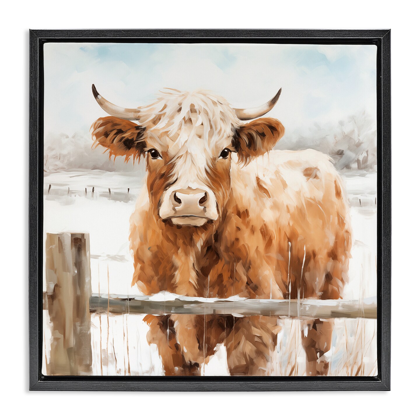 Stupell Industries Cattle at Snowy Fence Floating Frame, design by Heidi Kuntz