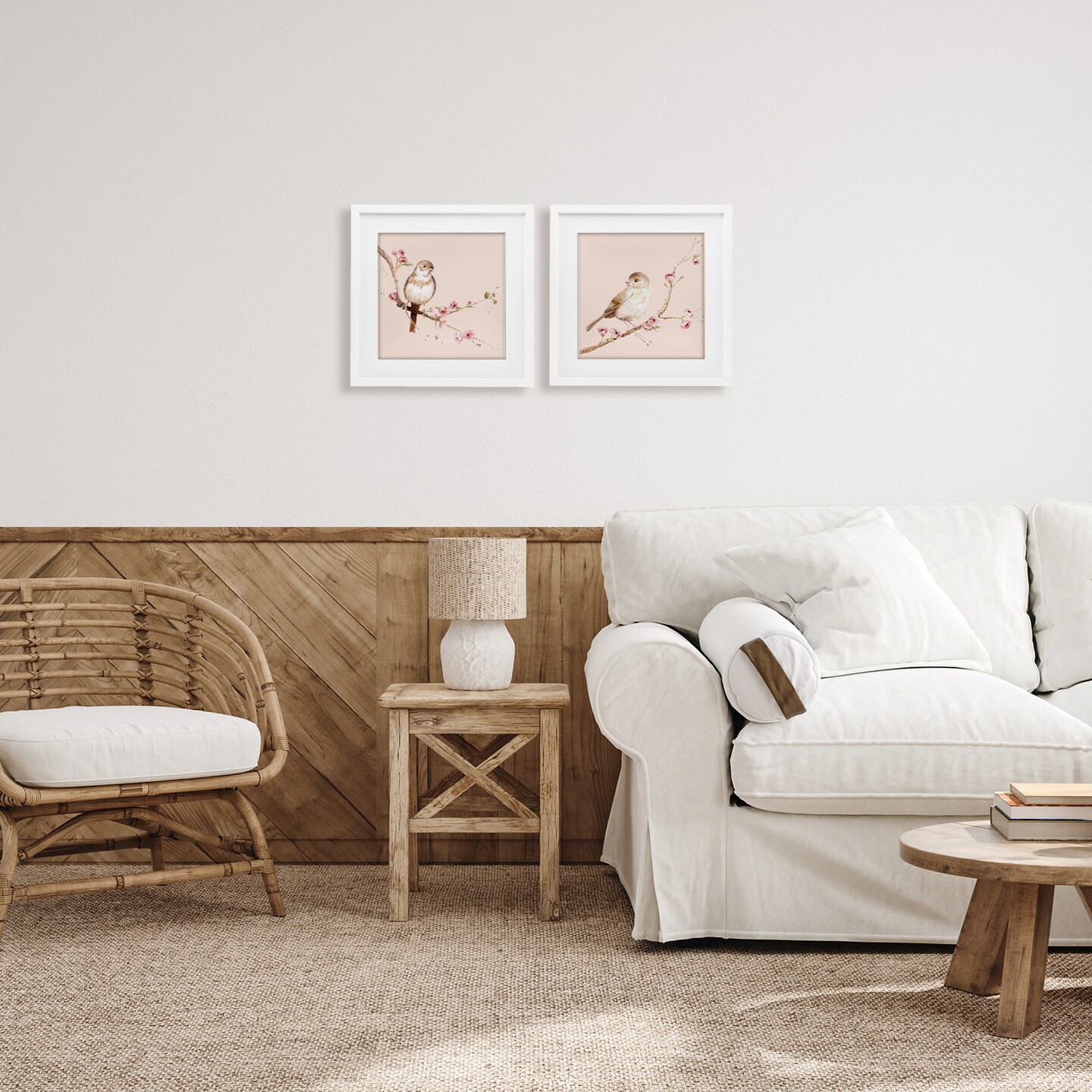 Stupell Industries Sweetest Brown Birds Branch 2pc Framed Print Under Glass Set, design by Lisa Wehmeyer