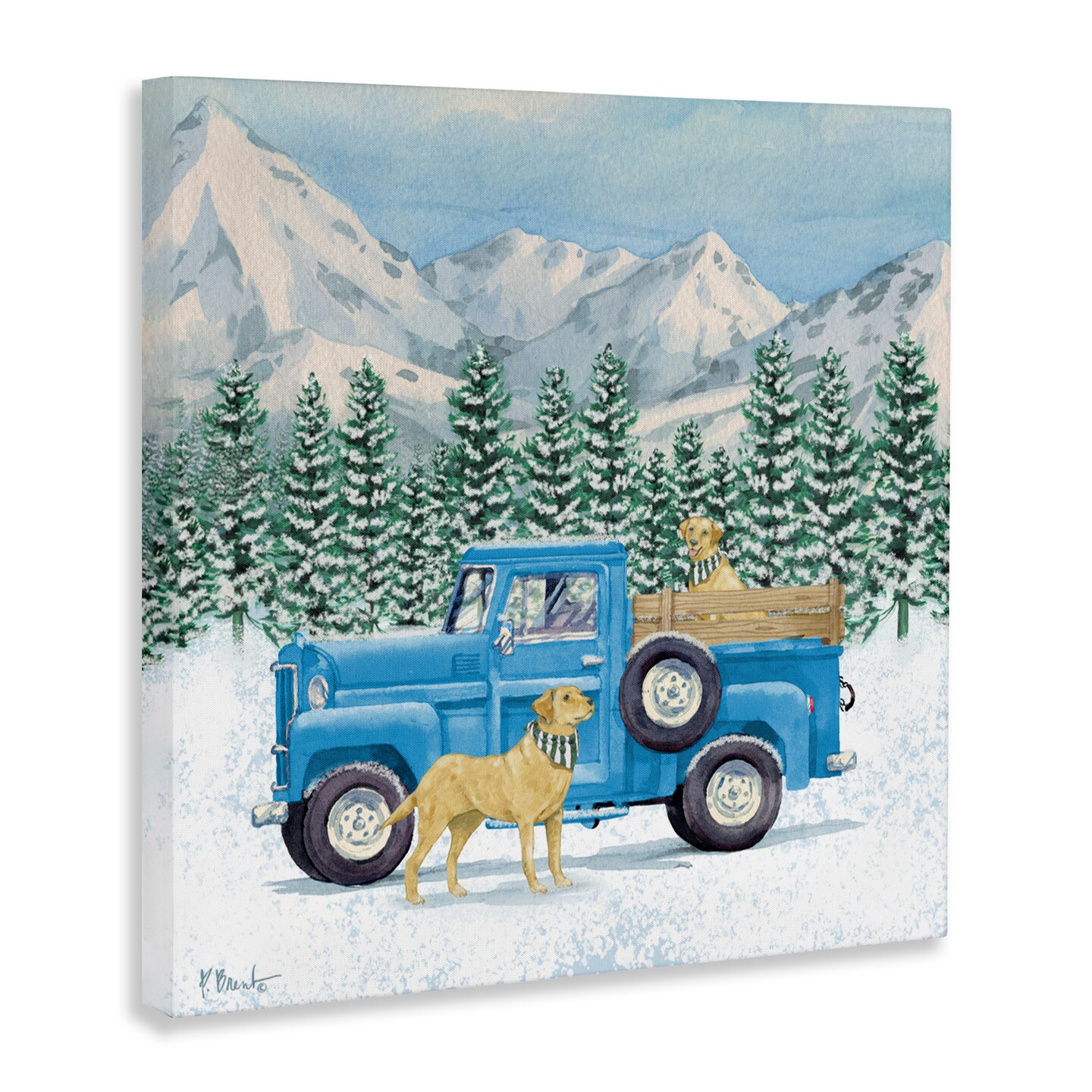 Stupell Industries Winter Pups & Truck Canvas, design by Paul Brent