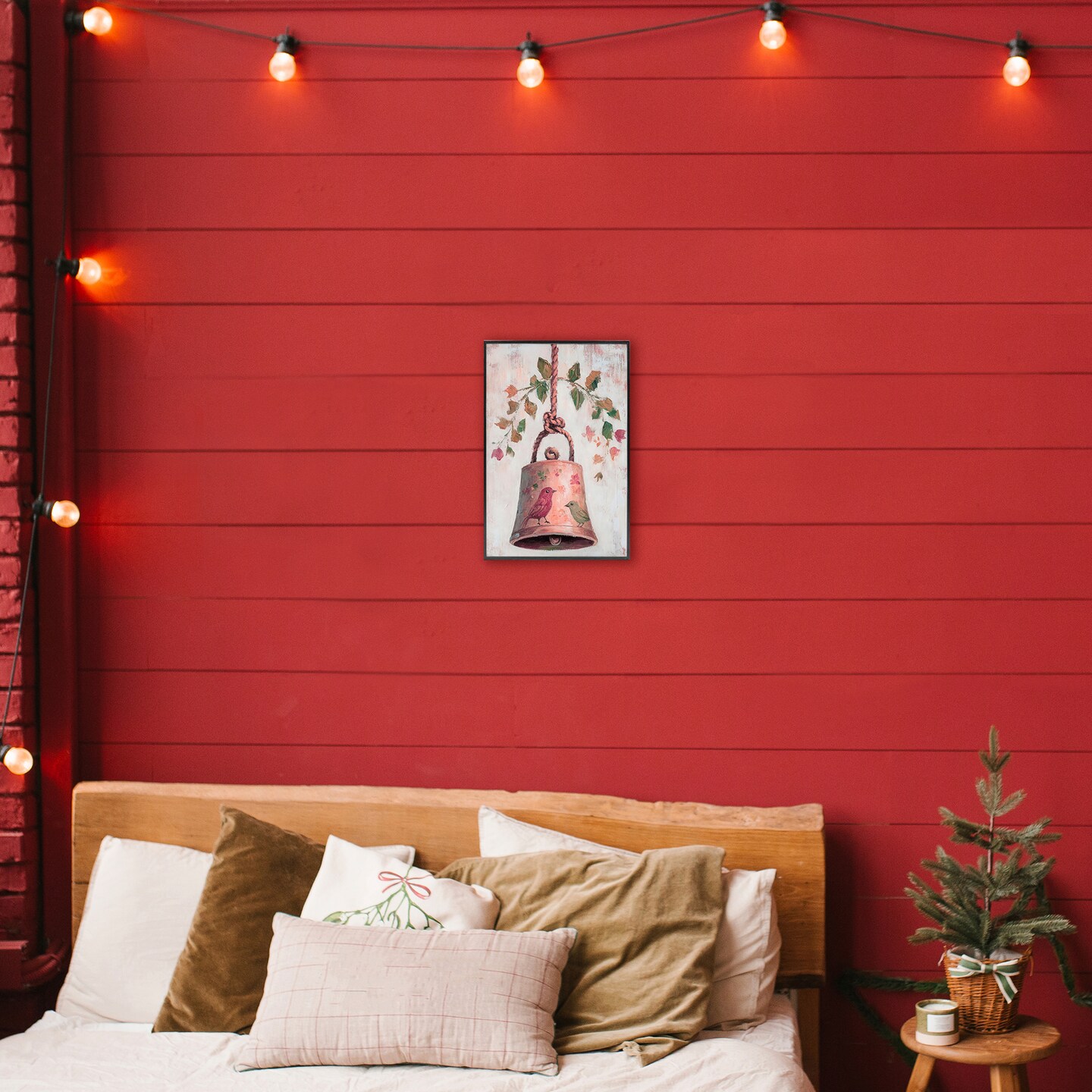 Stupell Industries Vintage Christmas Bell Framed Giclee, design by Petal Prints Design