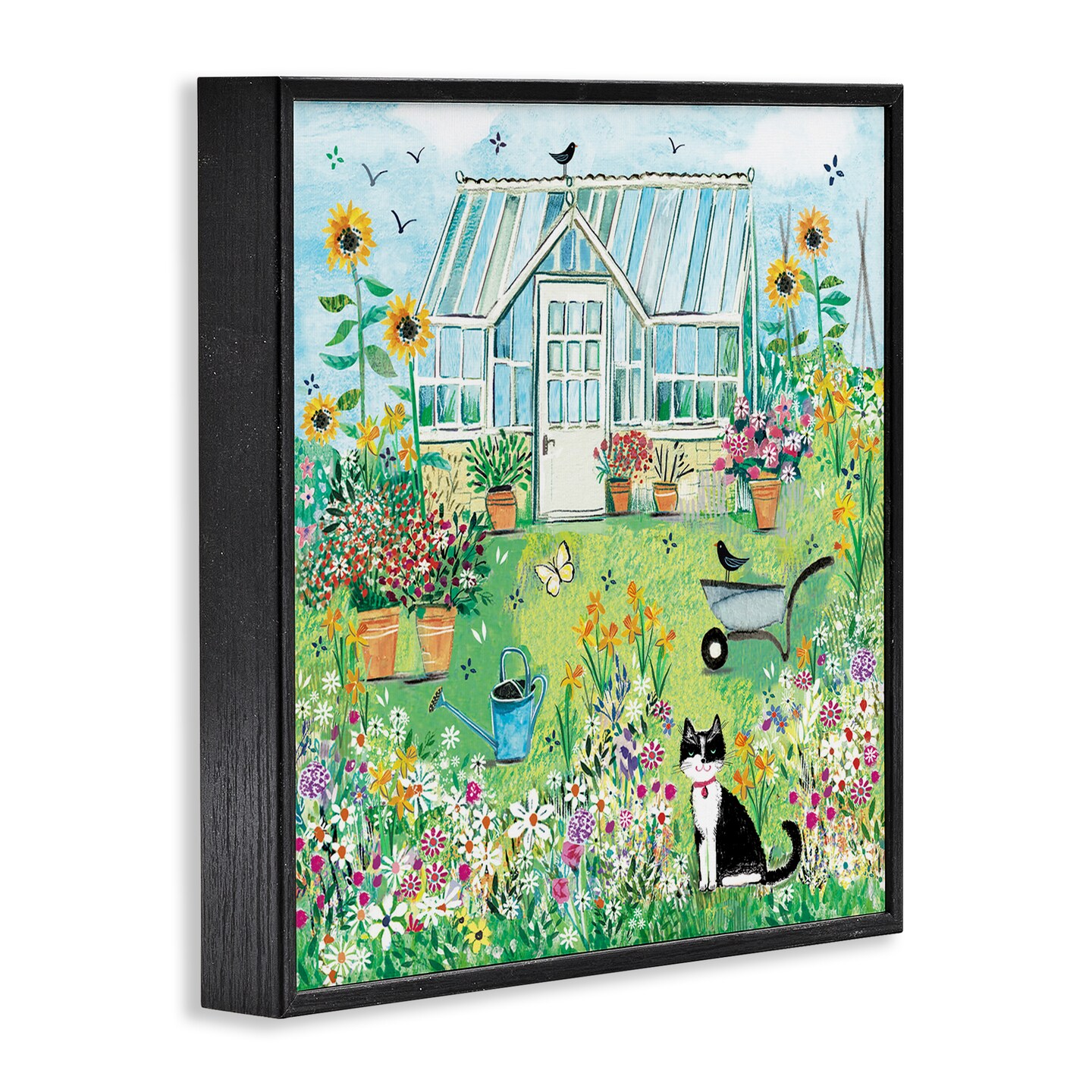 Stupell Industries Garden Greenhouse & Cat Framed Giclee, design by Clare Tupper