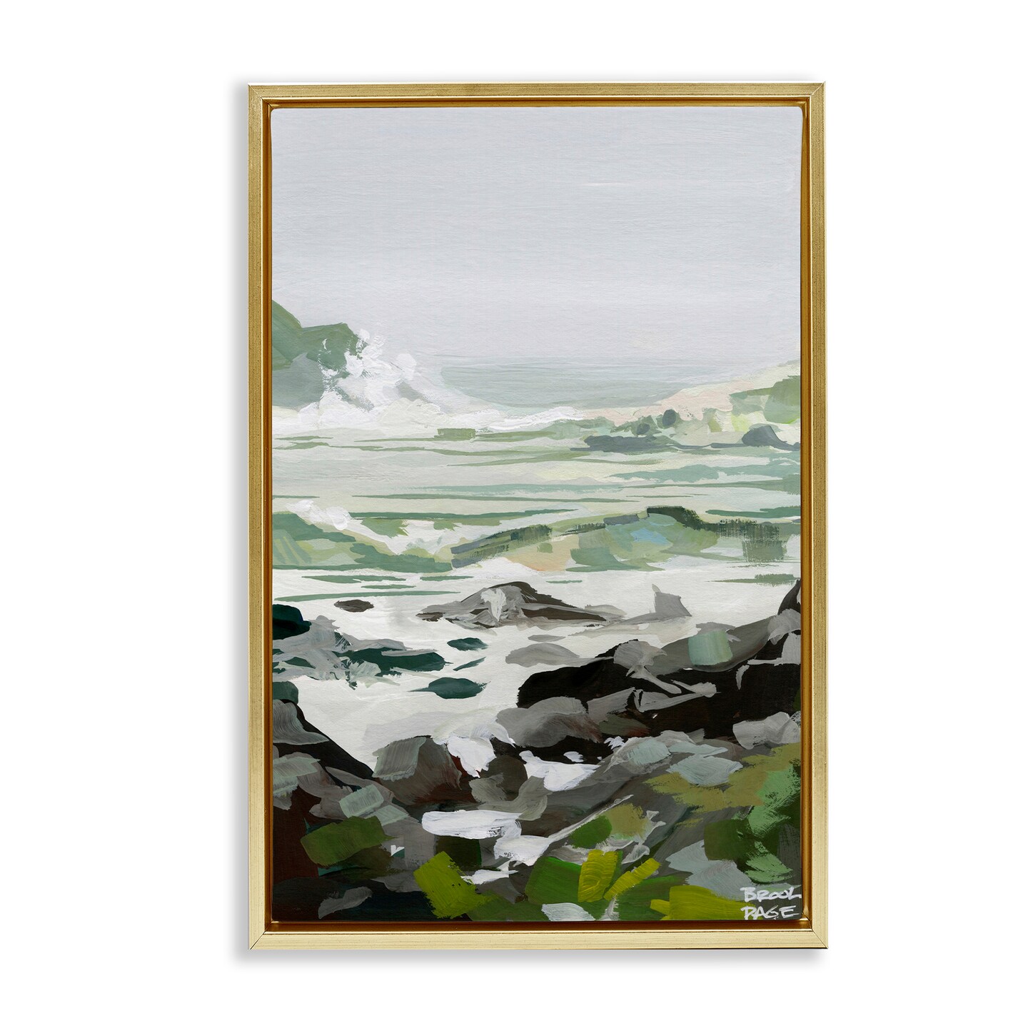 Stupell Industries Coastal Waves & Rocks Impression Floating Frame, design by Brook Page
