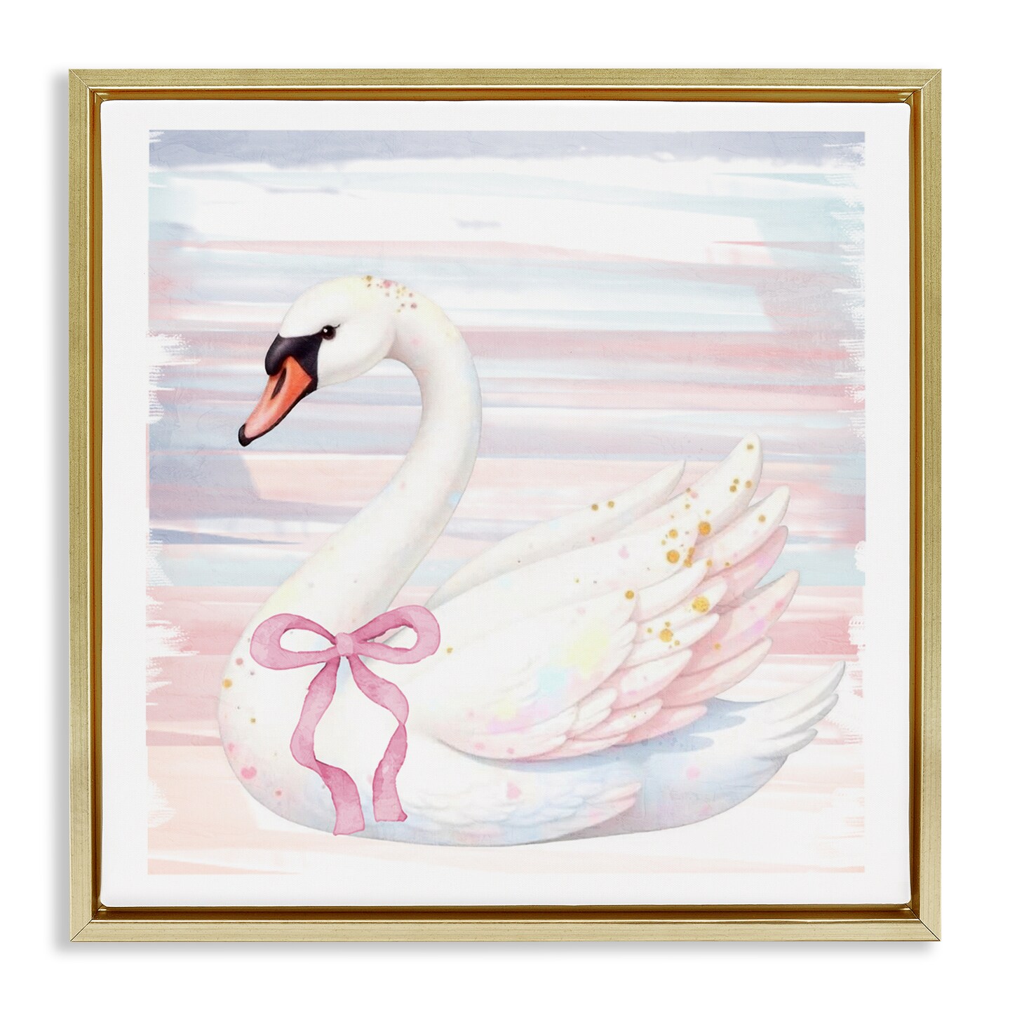 Stupell Industries Pastel Swan with Ribbon Floating Frame, design by Kim Allen