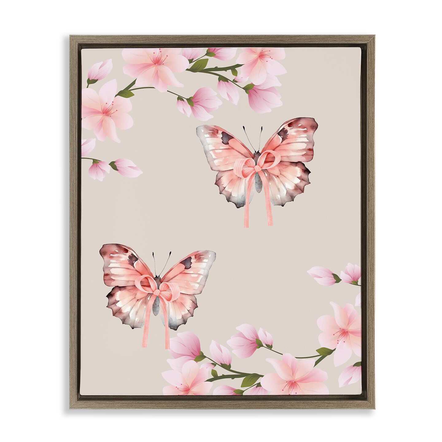 Stupell Industries Butterflies In Bows Floating Frame, design by Jesse Keith