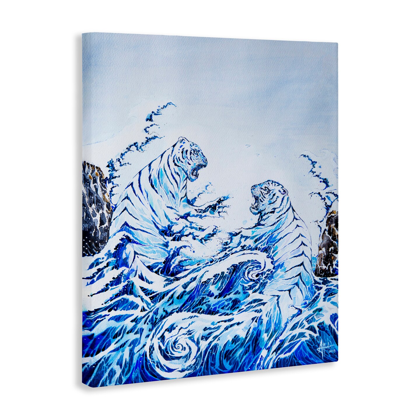 Stupell Industries Crashing Waves Tigers Canvas, design by Marc Allante