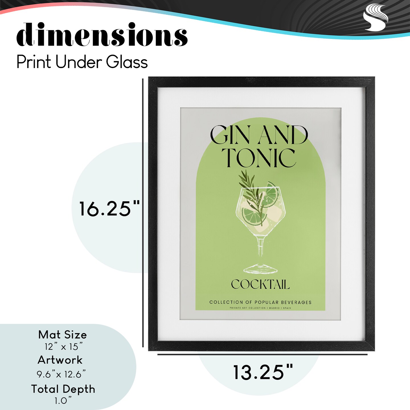 Stupell Industries Stylish Retro Gin & Tonic Framed Print Under Glass, design by Lil' Rue