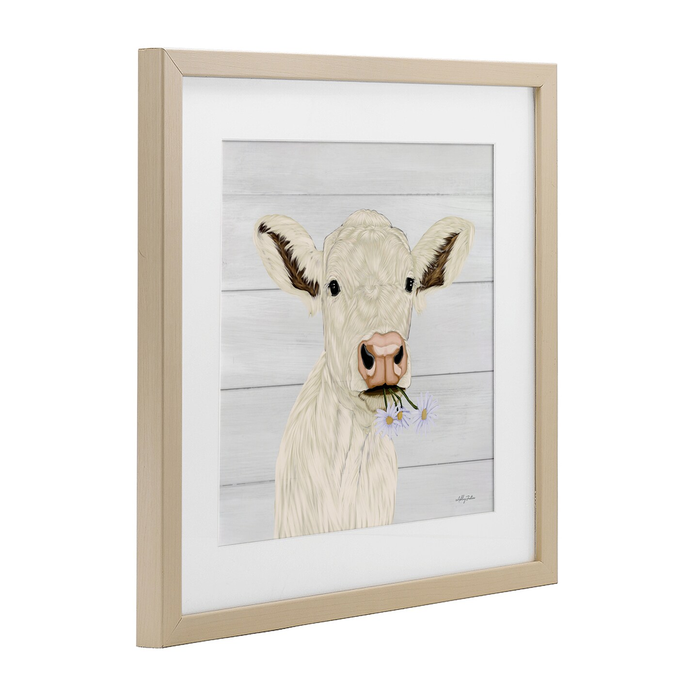Stupell Industries Opal Baby Cow Portrait Framed Print Under Glass, design by Ashley Justice