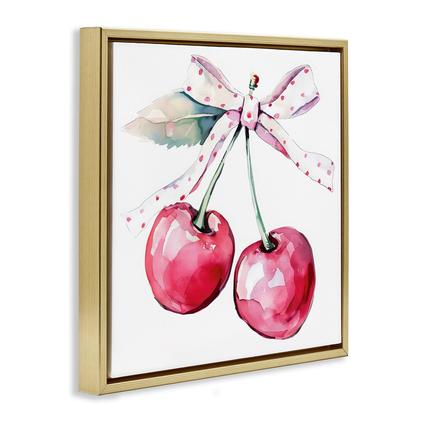 Stupell Industries Whimsical Cherries with Dotted Ribbon Floating Frame, design by Creative Studio