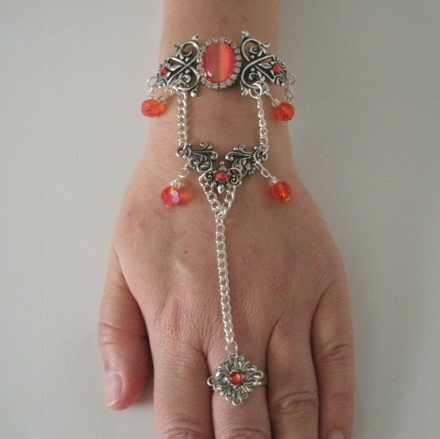 Bracelet Gourmette Ancien En Argent Massif 925 - Style Art Nouveau/Déco Avec Dauphin - Occasion