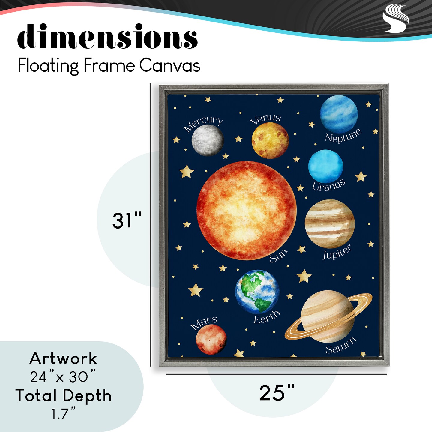 Stupell Industries Educational Solar System Space Floating Frame, design by Christine Simpson Art