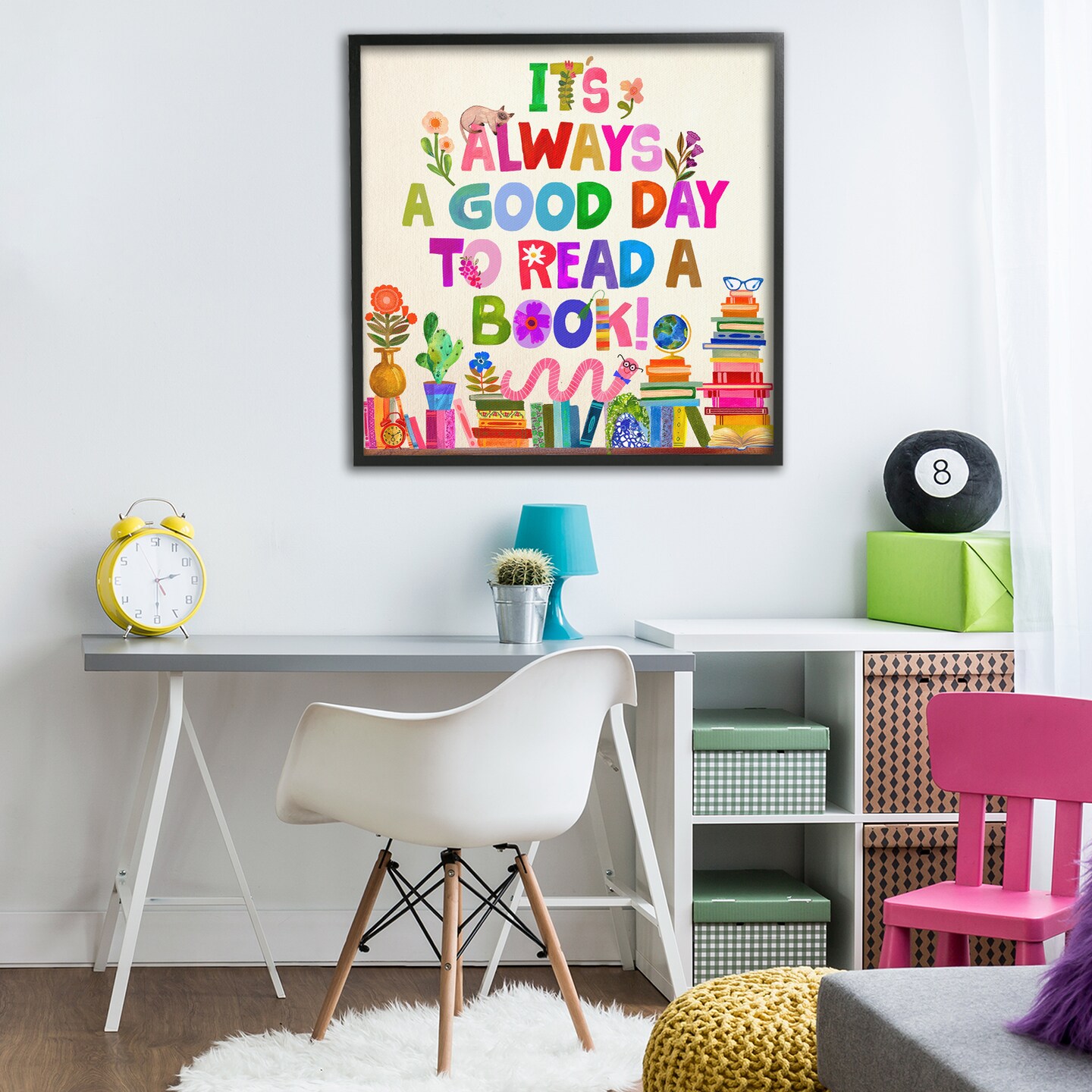 Stupell Industries Good Day To Read A Book Framed Giclee, design by Katherine Herrell Studio