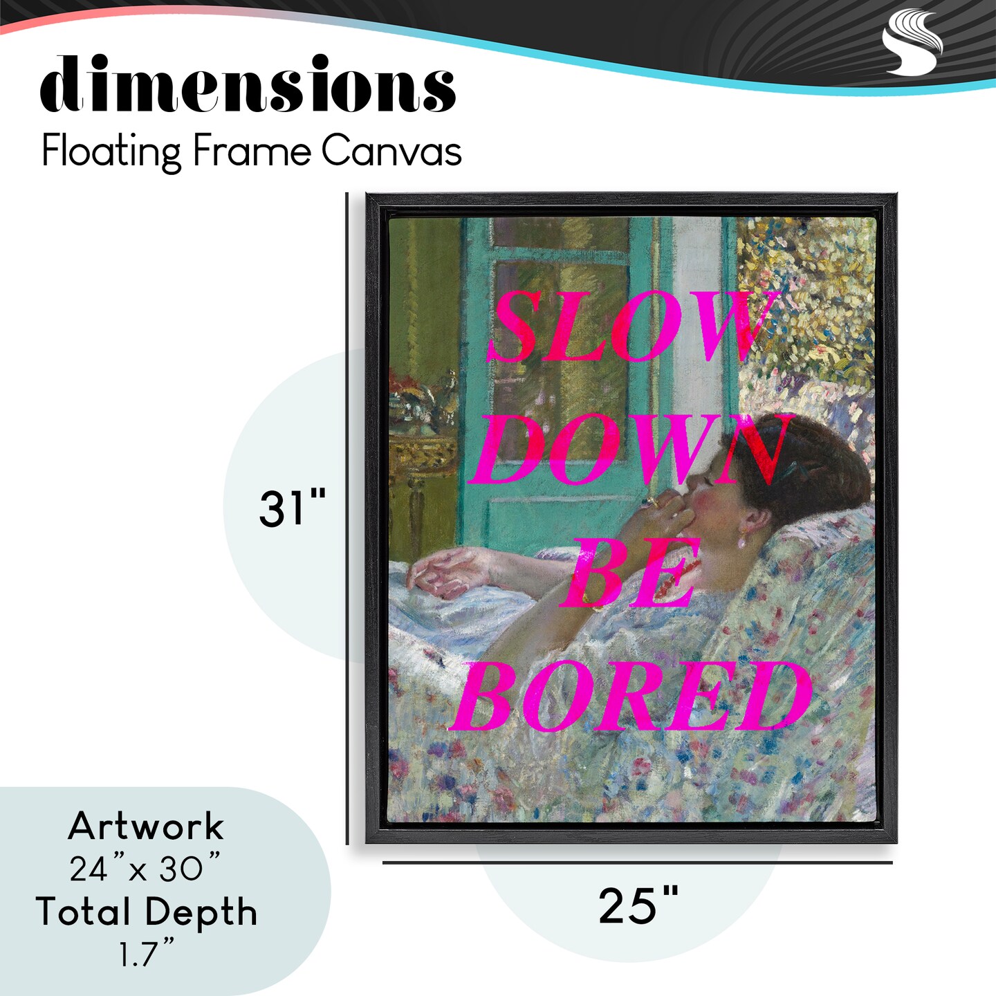 Stupell Industries Slow Down Be Bored Classic Floating Frame, design by Lil' Rue