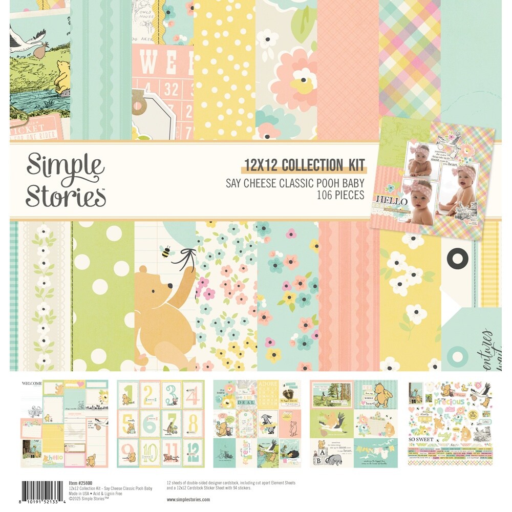 Simple Stories Double-Sided Cardstock Collection 12"x12"-Classic Pooh Baby