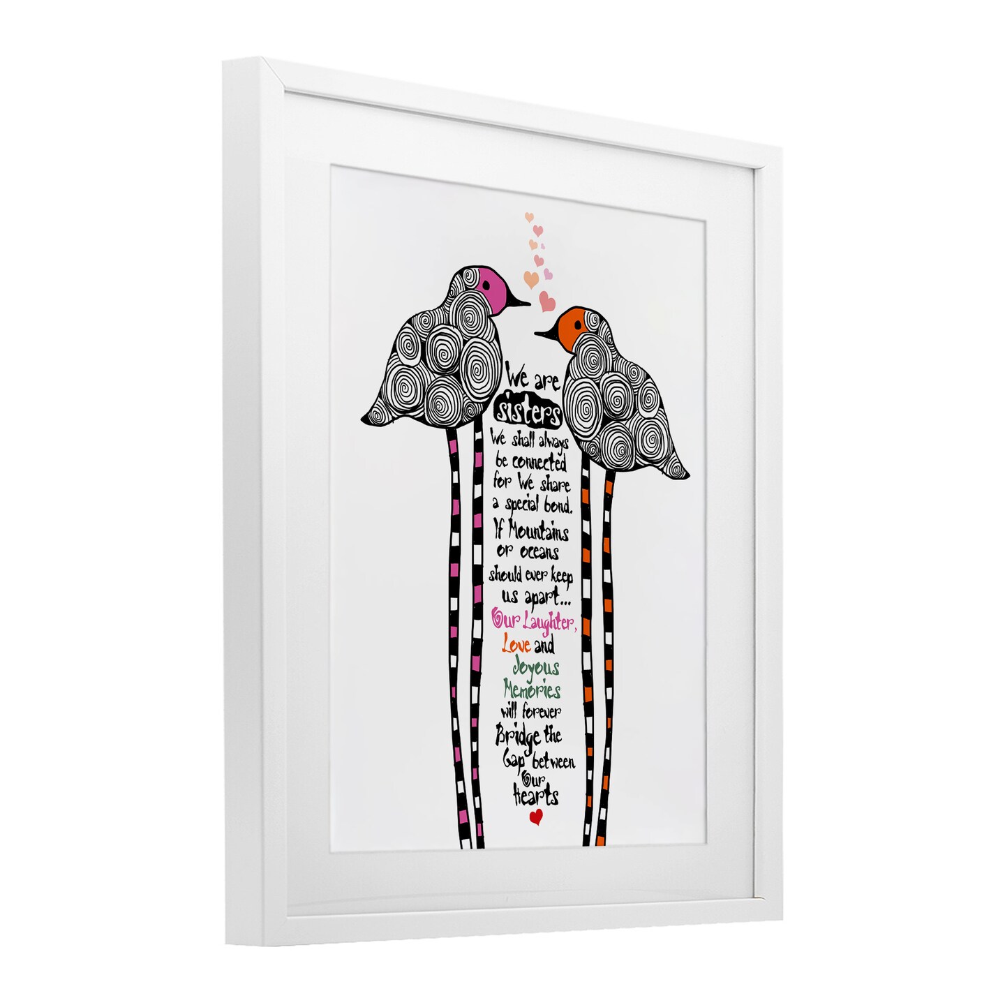 Stupell Industries We Are Sisters Bird Duo Framed Print Under Glass, design by Suzanne Millius