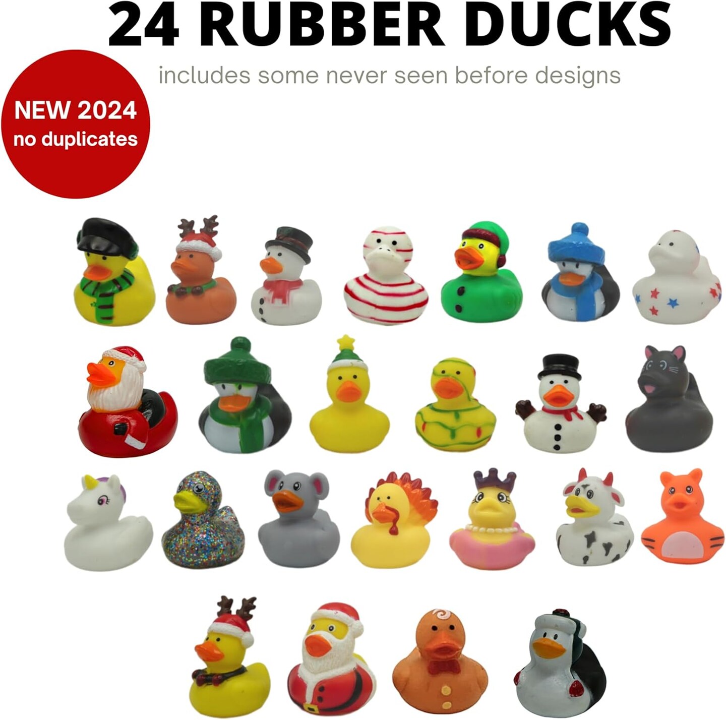 4E's Novelty Christmas Advent Calendar 2025 for Kids with 24 Holiday Rubber Ducks, Christmas Countdown Calendar with Toys & Gifts for Toddlers Boys & Girls, 24-Day Surprise Duck Advent Set