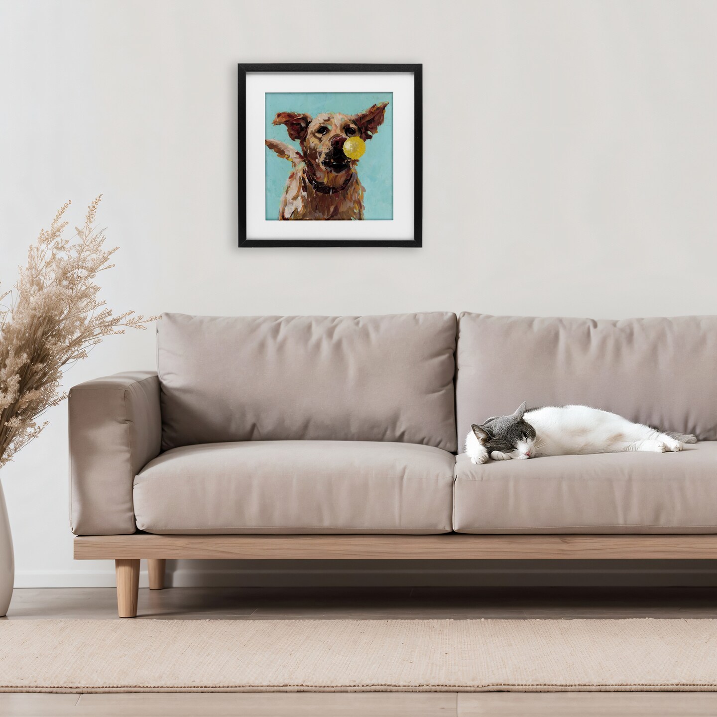 Stupell Industries Dog Playing with Ball Framed Print Under Glass, design by Studio Bautista