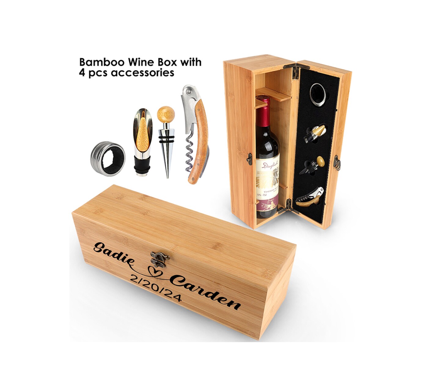 Wine Box with Lock - Mr. & Mrs. newest Personalized with Couple Name and Date