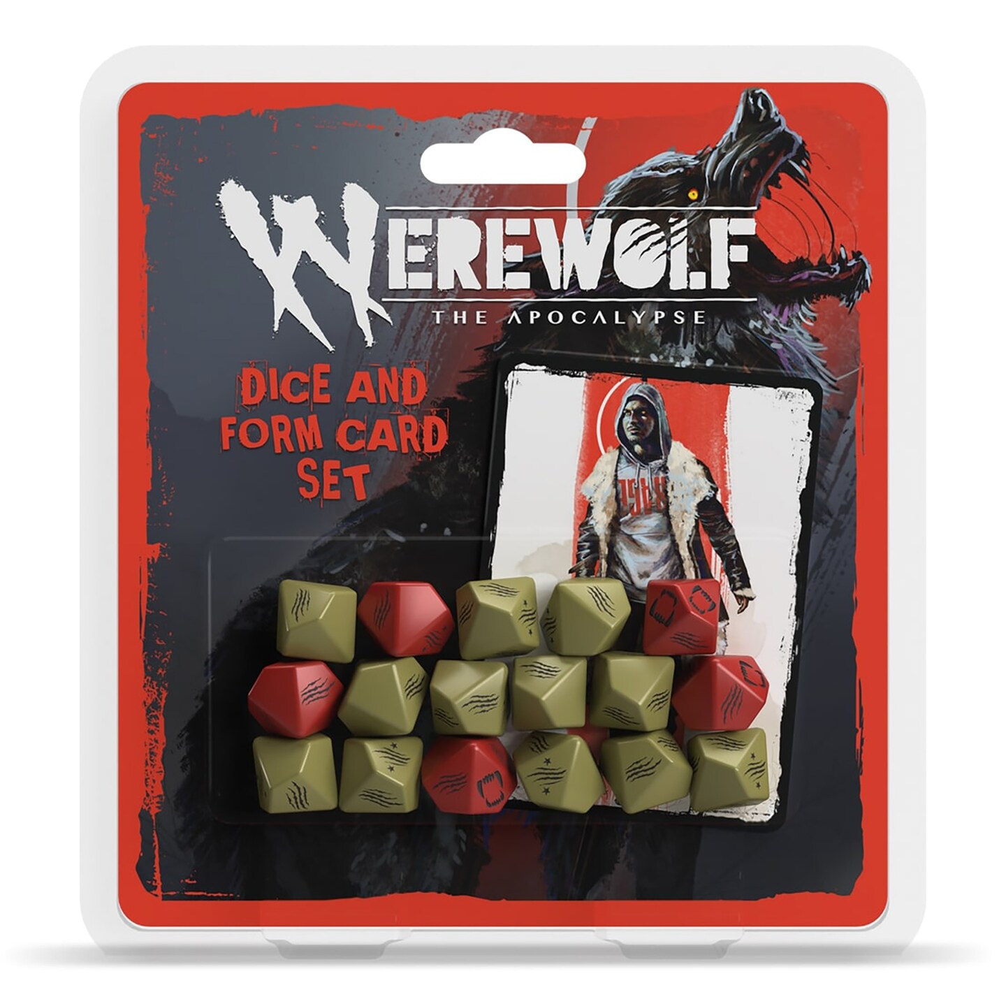 Werewolf: The Apocalypse 5th Edition Roleplaying Game Dice &#x26; Form Card Set - RPG Accessory, Contains 17 Dice &#x26; 5 Cards