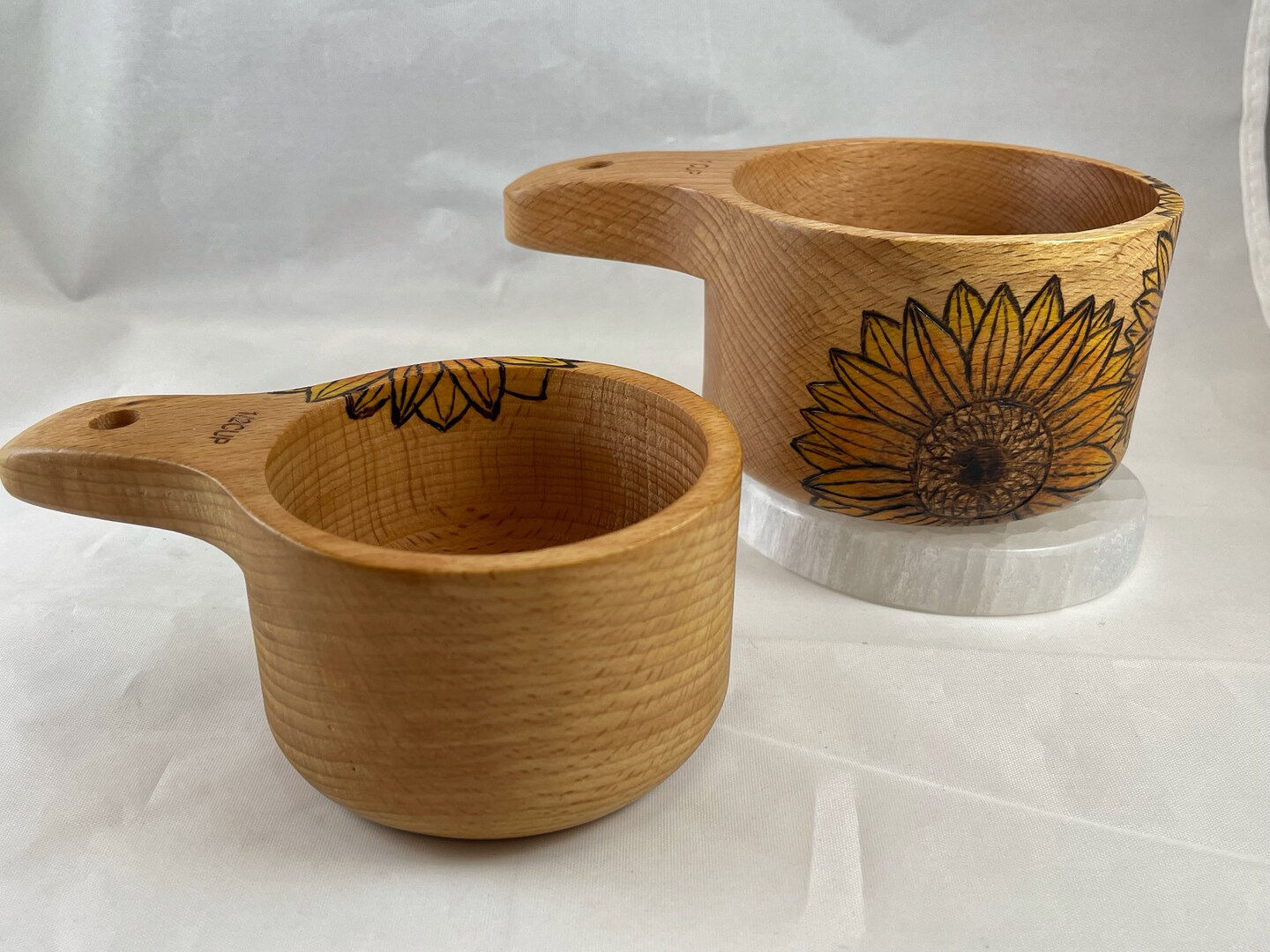 Sunflowers Wood Burned Measuring Cup Set, Pyrography Wood Burned Art, Unique Kitchen Gadget Gift Tool, Sun Flower Garden Gardener product 7