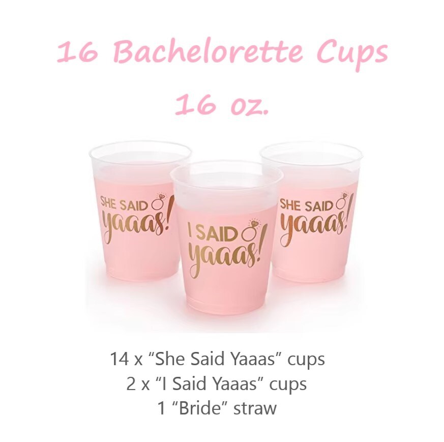 16 pcs Bachelorette Party Cups Engagement Party Decoration Bride to Be Gift Bridal Shower Party Decorations Bride Straw