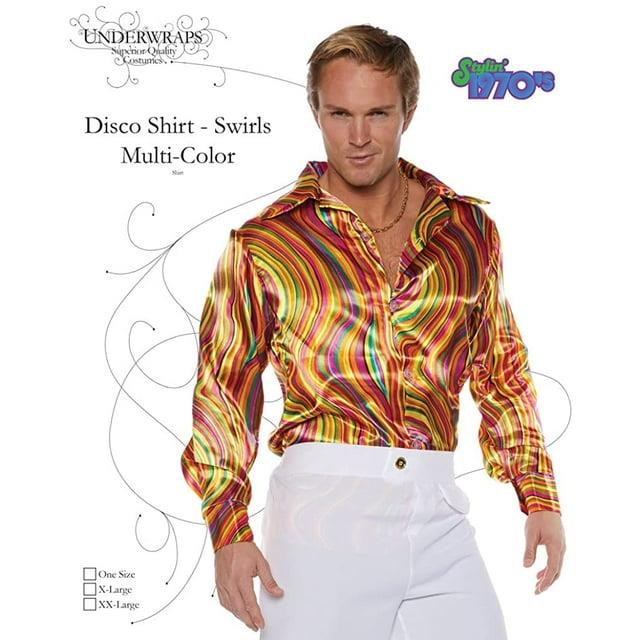 Orange Swirl Adult Disco Shirt Costume - Standard One Size Fits Most