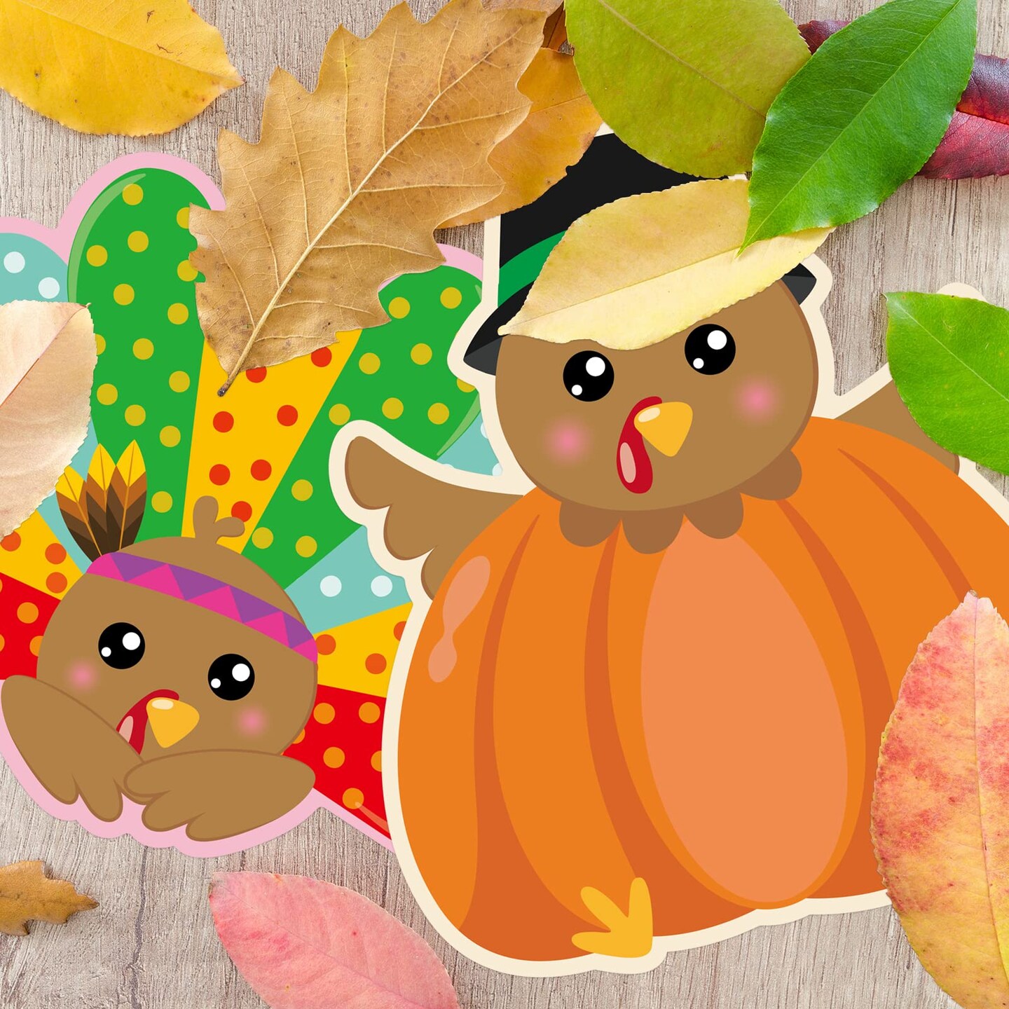 Turkey Cutouts 54 Pcs Thanksgiving Cut-Outs Fall Decor for Party Classroom Decoration