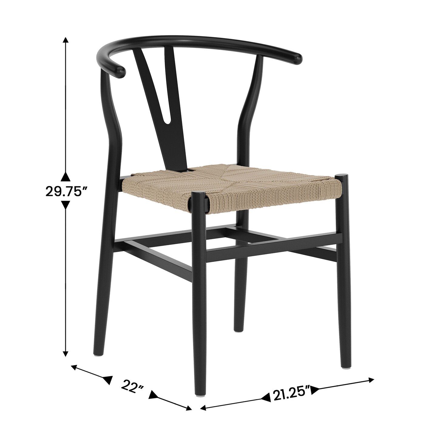 Emma and Oliver Devine Y-Back Style Wooden Dining Chair with Kraft Paper Rope Seat, Stackable Design