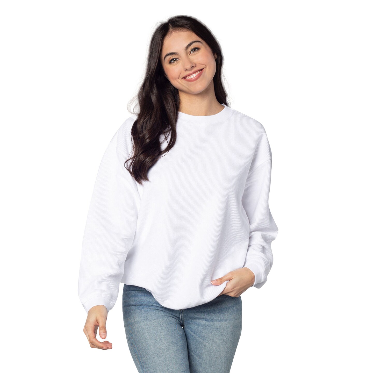 Chicka-d&#xAE; Ladies Corded Crew Sweatshirt