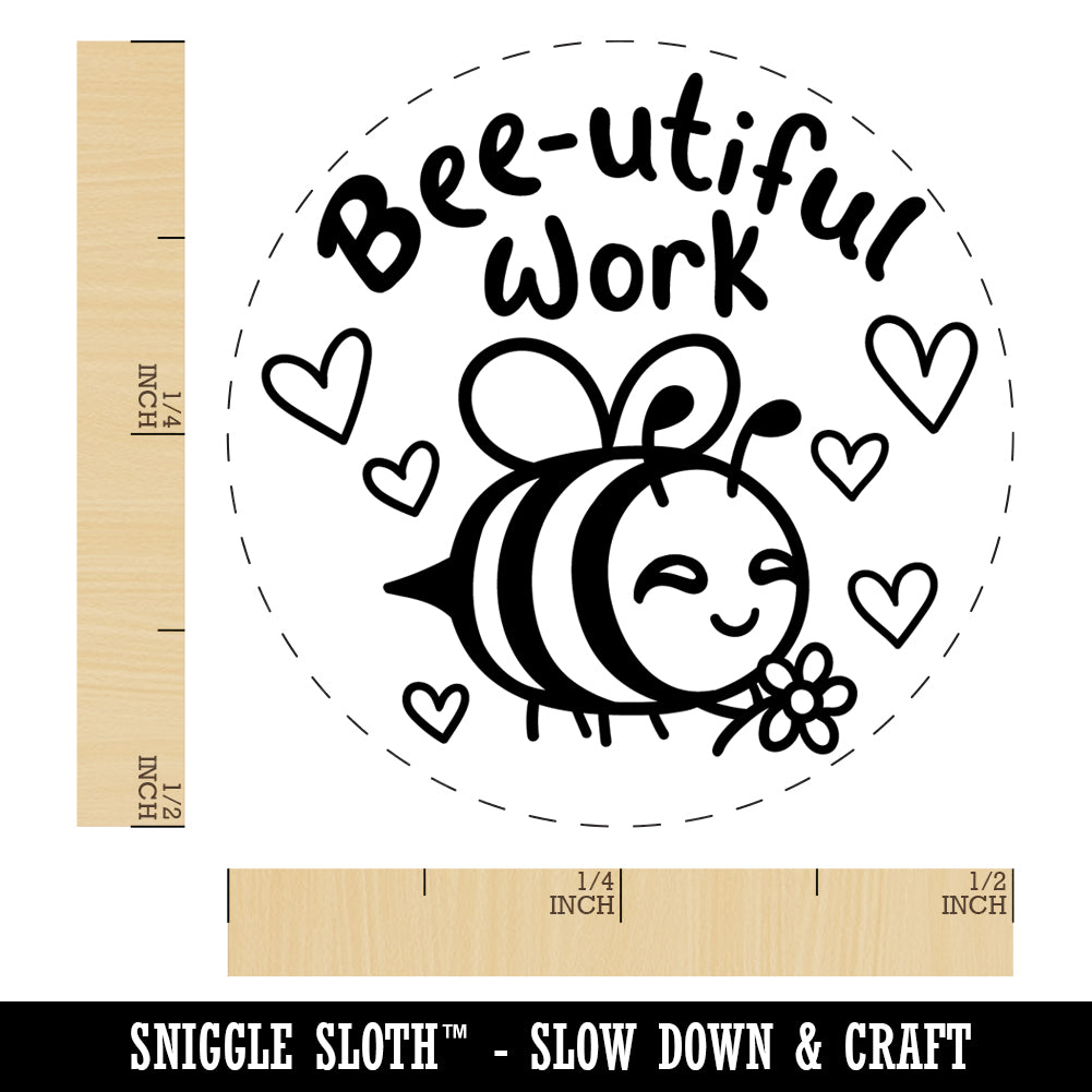 Bee-utiful Beautiful Work Teacher Student Self-Inking Rubber Stamp Ink Stamper for Stamping Crafting Planners