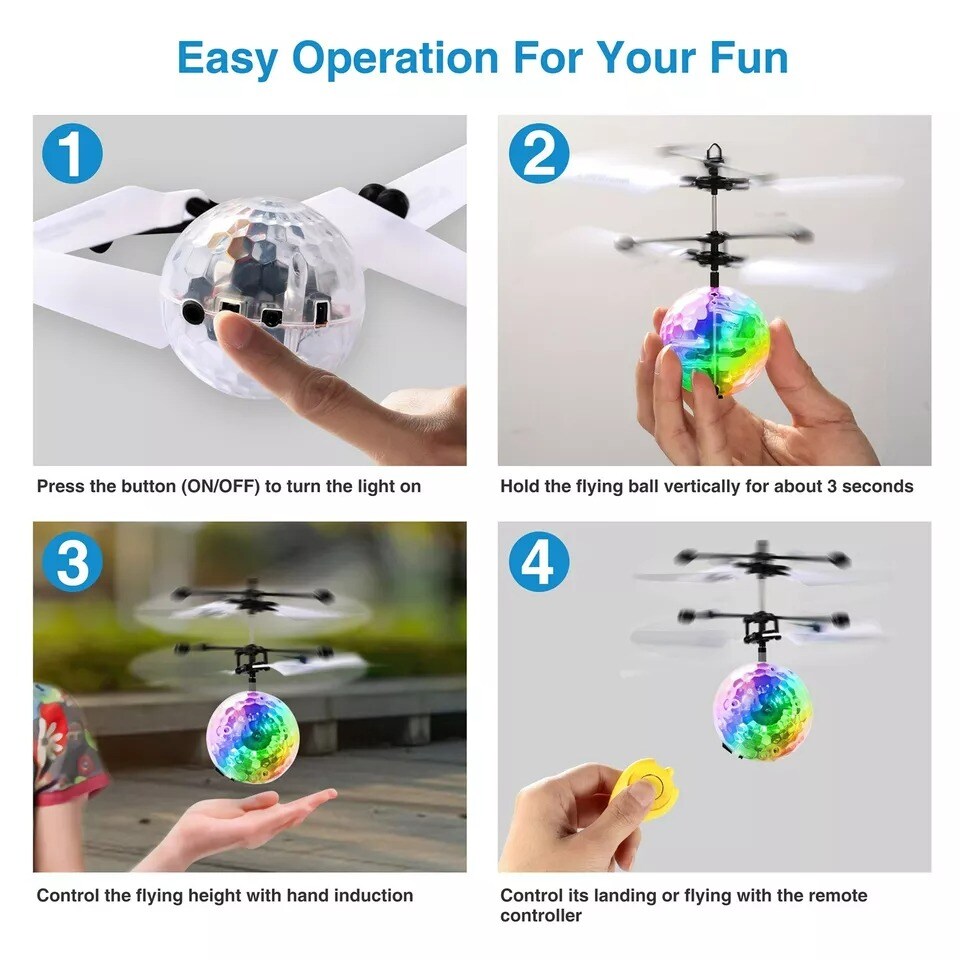2 Sets Toys for Boys Girls Kids Mini LED Flying Ball Toy Children Christmas Gift