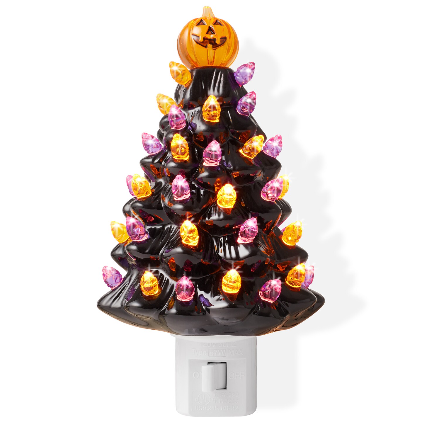 Casafield Ceramic Holiday Night Light - Vintage Decorative Night Light with Bulbs and Star Topper