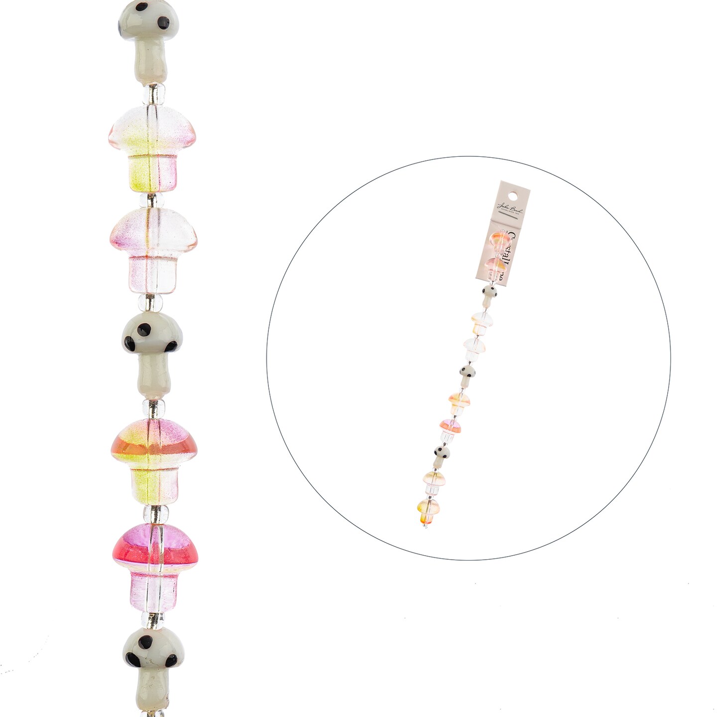 Crystal Lane DIY Glass Garden 13x14mm Mushroom Bead Strand, 11pcs