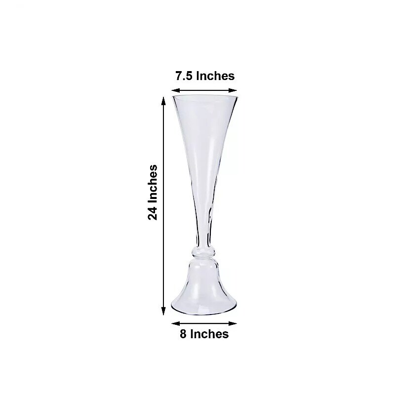 2 Clear 24" tall Reversible Trumpet Glass Vases Wedding Party Home Centerpieces