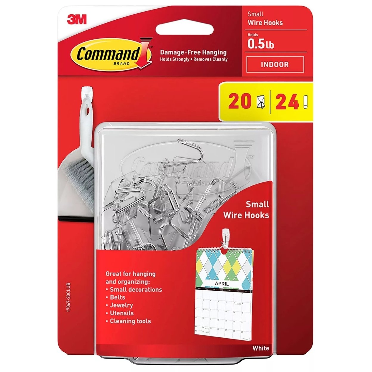 Command Small Wire Toggle Hooks White (20 Hooks 24 Strips)