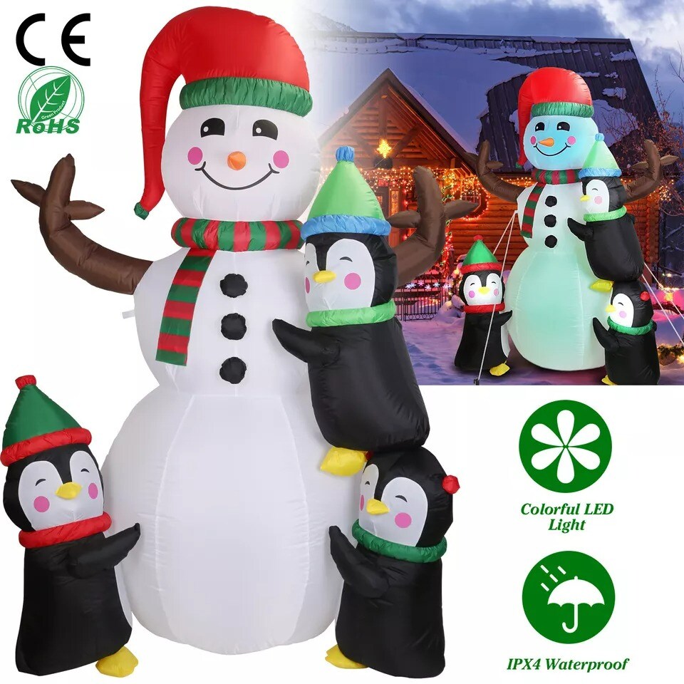 70" Inflatable Christmas Snowmen Blow-Up Outdoor Display with LED Light