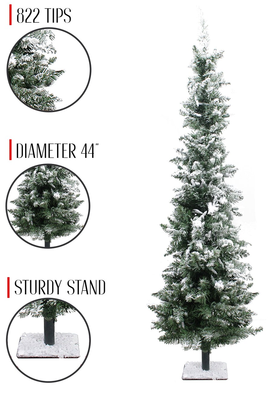3.5&#x27; Snow Flocked Pencil Tree