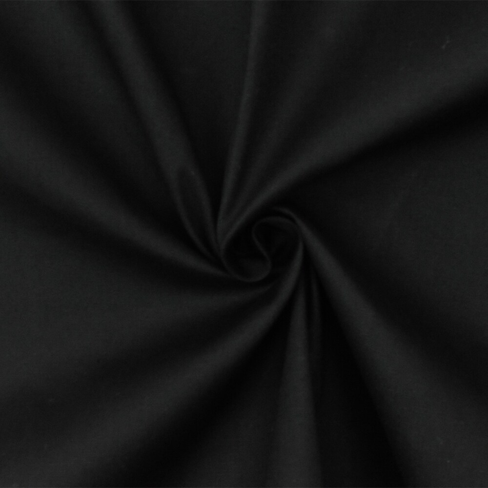 Dark Black Solid Cotton Stretch Spandex Poplin Woven Fabric By the Yard