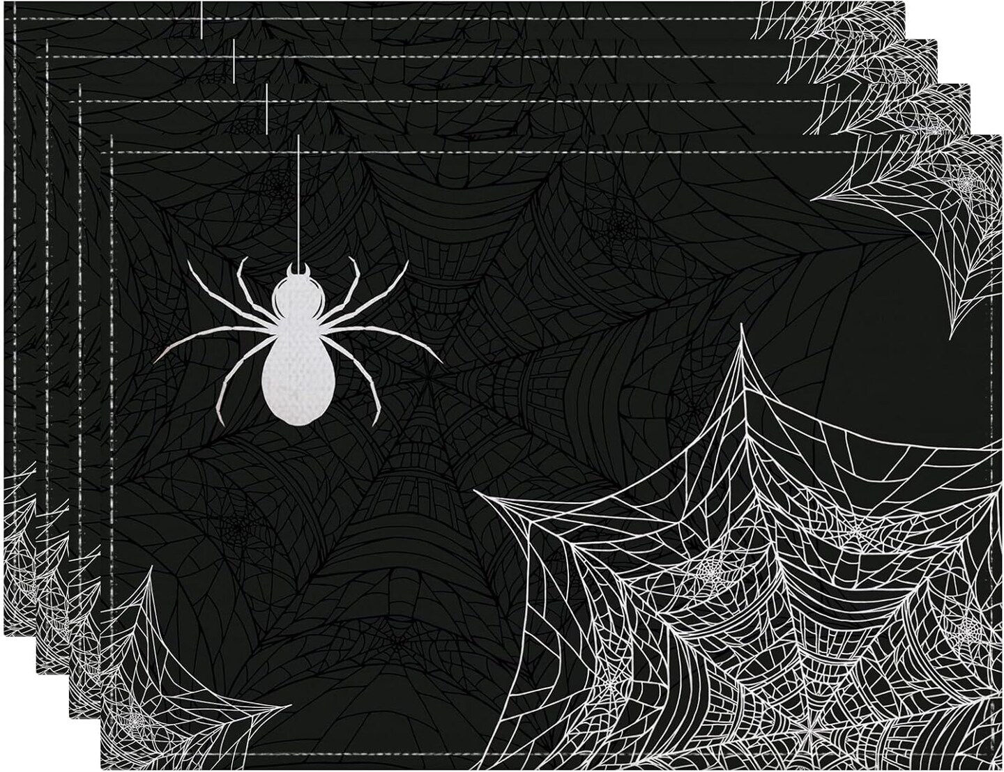 Halloween Placemats Set of 4(Halloween Spider Web)