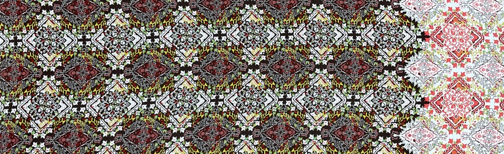 Brown-White-Multi Poly Aztec Printed Crepe Momie Woven Fabric By the Yard