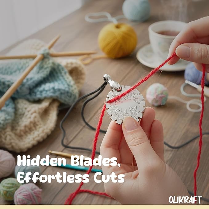 4-Pack Yarn Cutter Pendant Set - Thread Cutter Tool, Ideal for Knitting & Crafting, Easy Grip, Compact Design, Crochet Gifts for Crocheters (Mixed Colors)