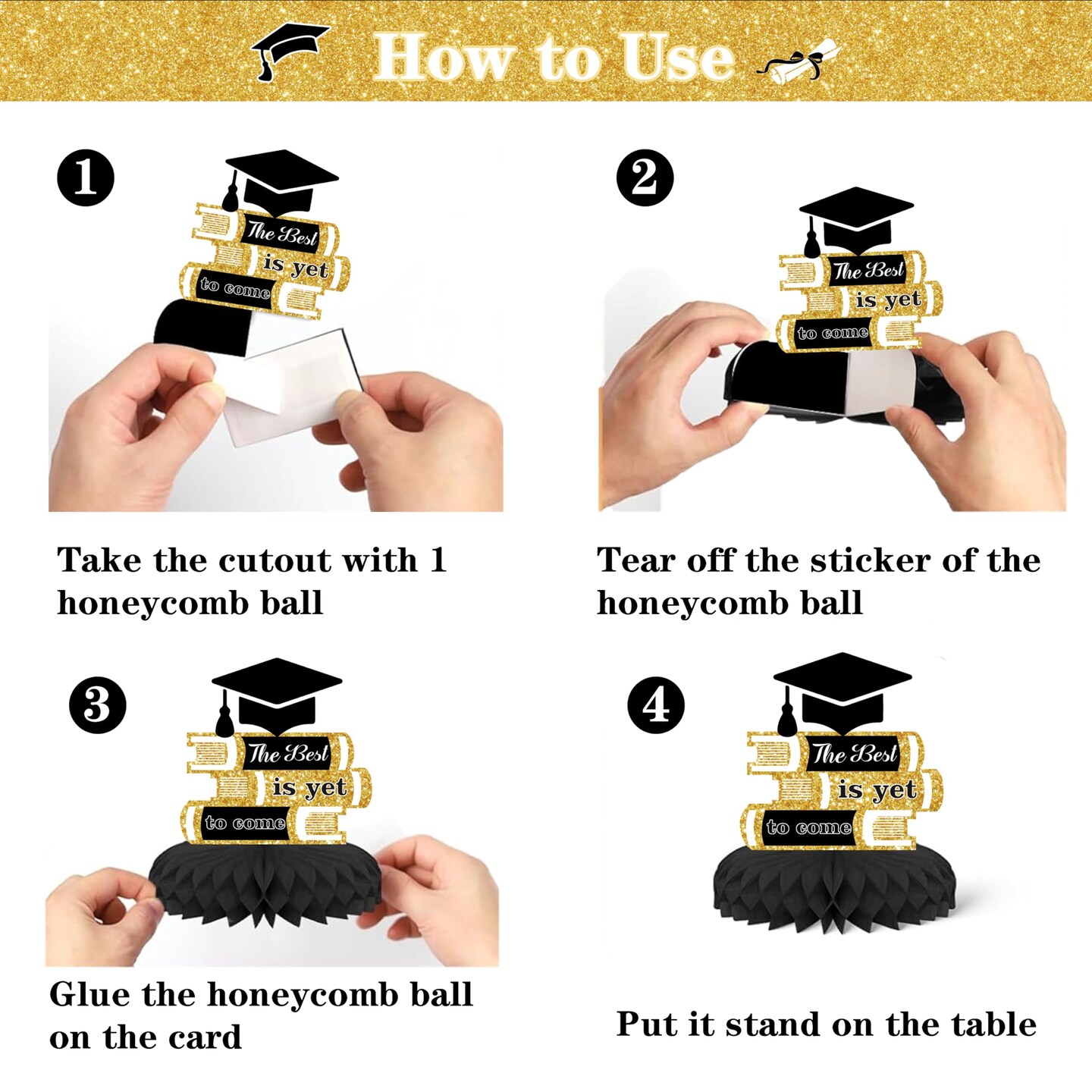 Black and Gold Graduation Decorations 2026 Class of 2026 Decorations - Includes 32 Inch Gold 2026 Balloons, Congrats Grad Banner, Tablecloth, Sash, Centerpieces - College High School Party Supplies