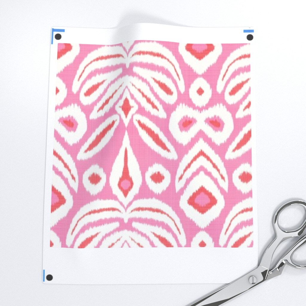 Pink Ikat Cream Red Summer Tropical Global Worldly Custom Printed Fabric by Spoonflower Various Fabrics by the Yard or Fat Quarter