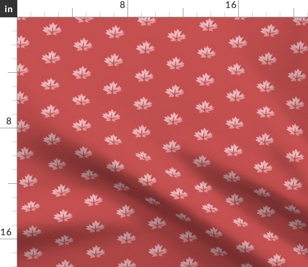 Maple Leaf Red Canada Hockey Flag Winter White Custom Printed Fabric by Spoonflower Various Fabrics by the Yard or Fat Quarter