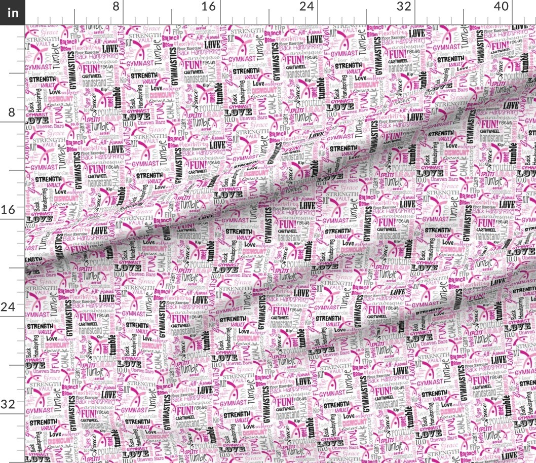Gymnastics Pink Gymnast Custom Printed Fabric by Spoonflower Various Fabrics by the Yard or Fat Quarter