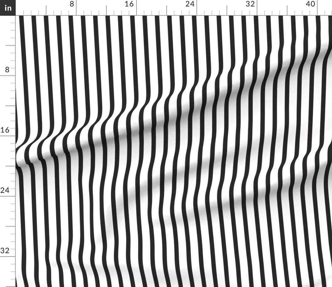 Black White Stripes Vertical Striped Custom Printed Fabric by Spoonflower Various Fabrics by the Yard or Fat Quarter